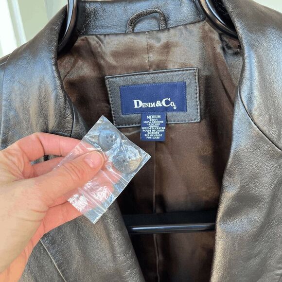 Chocolate Brown Leather Blazer by Denim & Co. | Medium | Timeless Sophistication - Picture 6 of 8